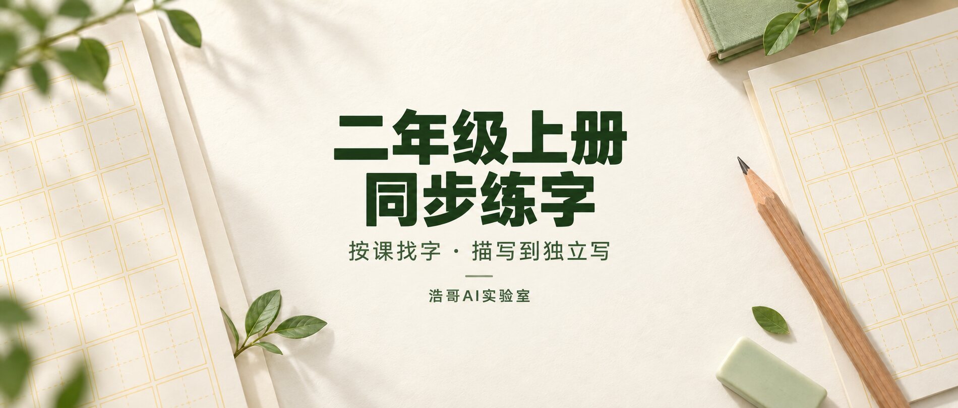二年级上册同步字帖，按课找字，从描写到独立写。