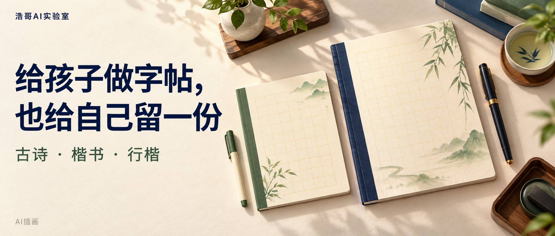 给孩子一份楷书，也给自己一份行楷。