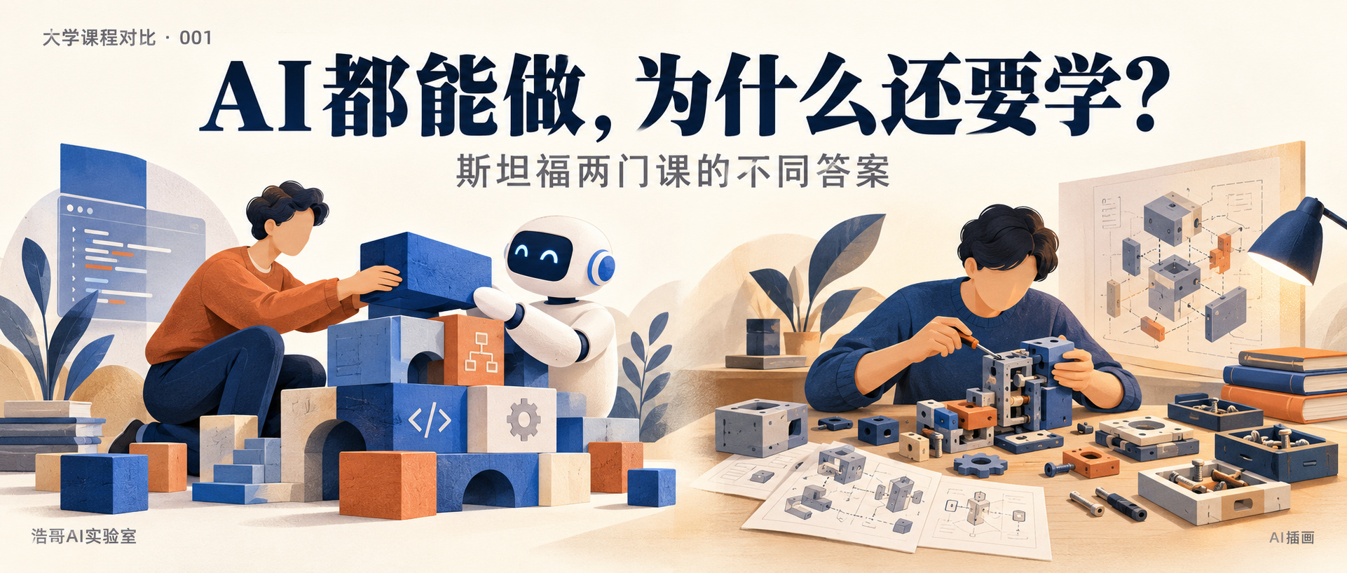 斯坦福两种AI课堂：一边学习与AI协作开发，一边亲手实现模型基础。